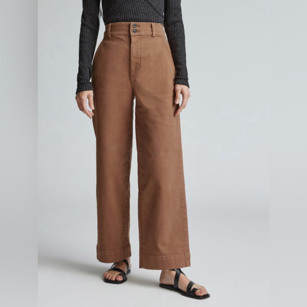 Everlane Wide-Leg High-Rise Pants in Brown